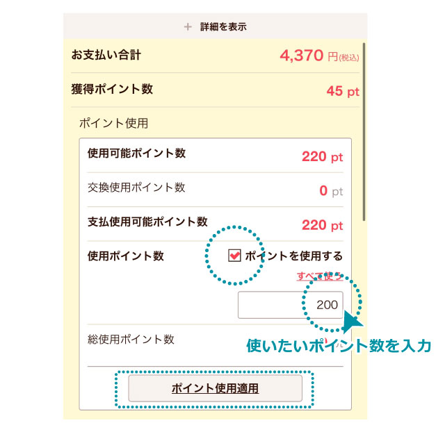 ポイントを使用する場合