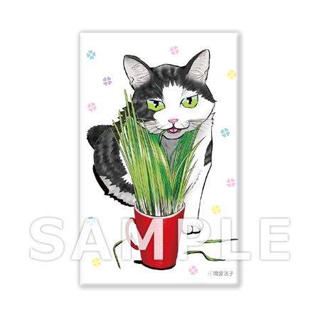 間宮法子先生★スタンド付きスクエア缶バッジ/03【コミコミ×猫助け】