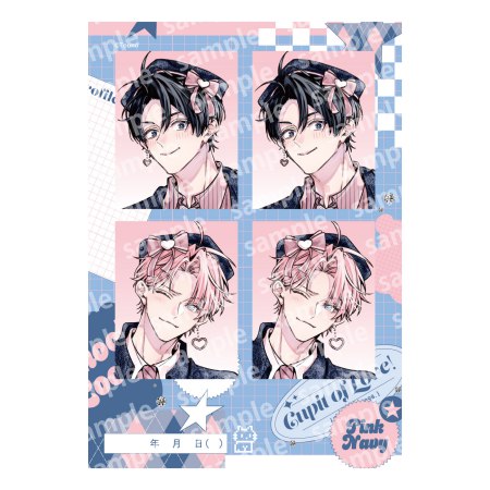 プリントフォト風シール　PINK/NAVY TRAD. CLUB ver.　ピンクにきゅんしていいですか