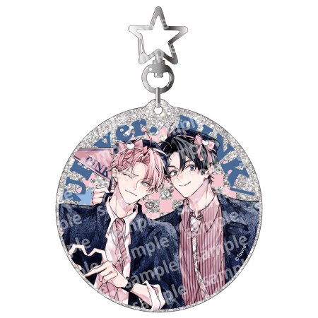 ラメアクリルキーホルダー　PINK/NAVY TRAD. CLUB ver.　ピンクにきゅんしていいですか